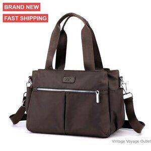 Medium Nylon Hobo Crossbody Bag Multi Compartment Work Tote Lightweight